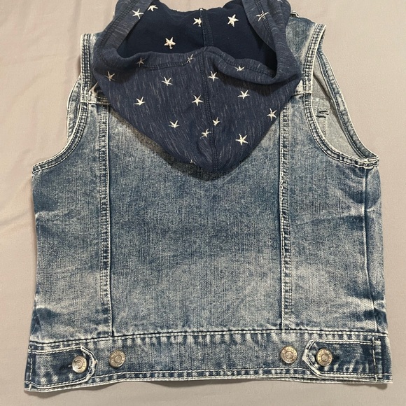Wallflower Blue jeans Vest with stars Hooded, size small ⭐️⭐️⭐️ - Picture 5 of 7